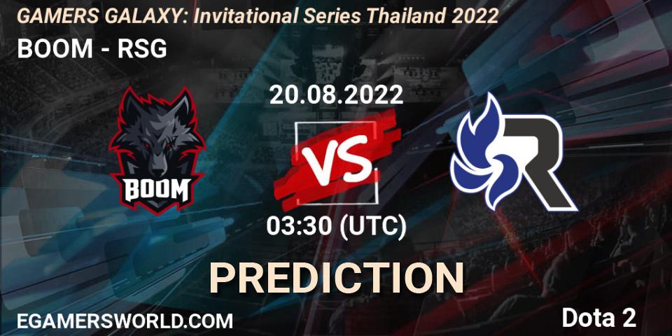 Prognoza BOOM - RSG. 20.08.2022 at 03:30, Dota 2, GAMERS GALAXY: Invitational Series Thailand 2022