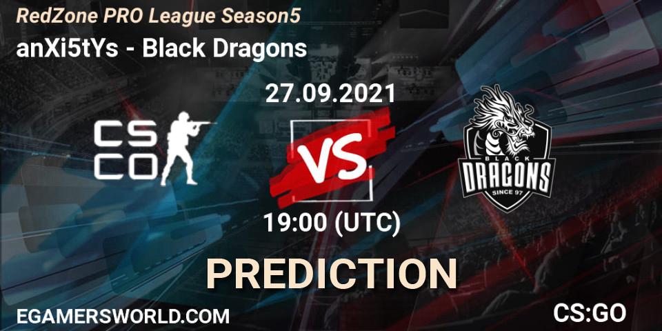 Prognoza anXi5tYs - Black Dragons. 27.09.2021 at 19:00, Counter-Strike (CS2), RedZone PRO League Season 5