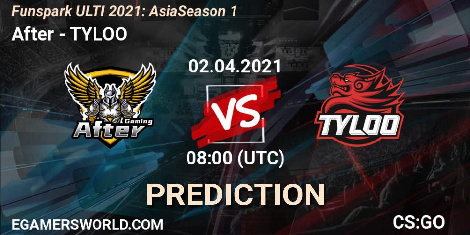 Prognoza After - TYLOO. 02.04.2021 at 07:35, Counter-Strike (CS2), Funspark ULTI 2021: Asia Season 1