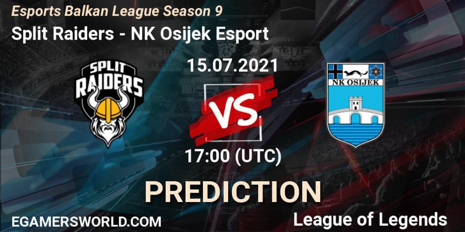 Prognoza Split Raiders - NK Osijek Esport. 15.07.2021 at 17:00, LoL, Esports Balkan League Season 9