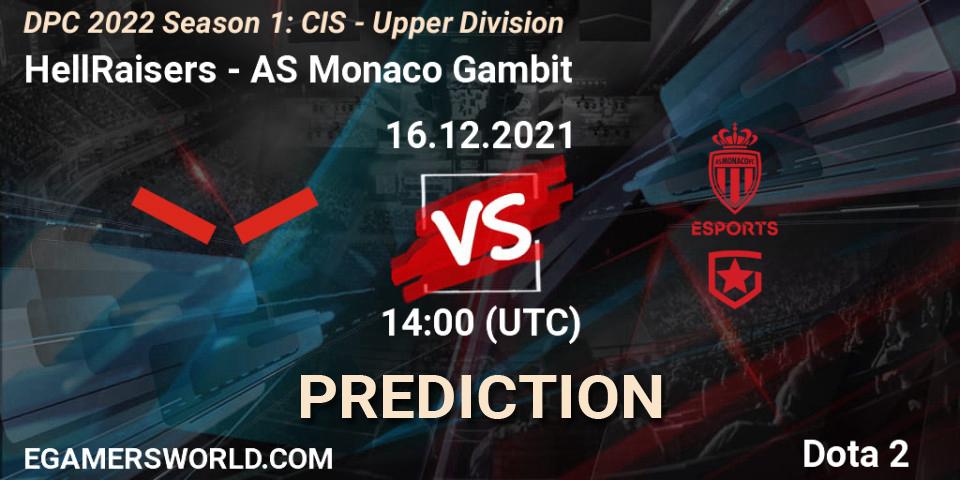 Prognoza HellRaisers - AS Monaco Gambit. 16.12.2021 at 14:57, Dota 2, DPC 2022 Season 1: CIS - Upper Division