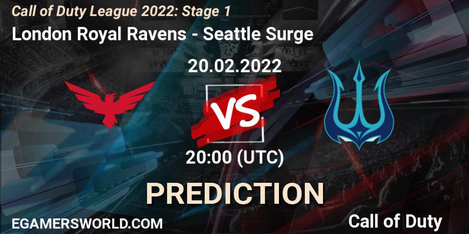 Prognoza London Royal Ravens - Seattle Surge. 20.02.2022 at 20:00, Call of Duty, Call of Duty League 2022: Stage 1