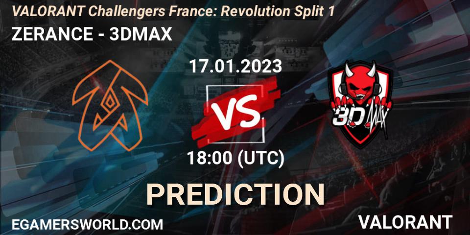 Prognoza ZERANCE - 3DMAX. 17.01.2023 at 18:30, VALORANT, VALORANT Challengers 2023 France: Revolution Split 1