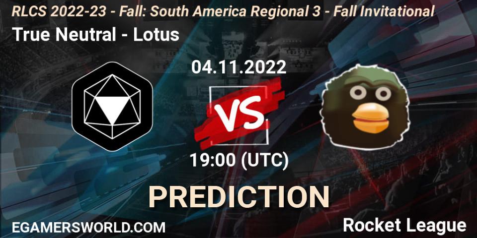 Prognoza True Neutral - Lotus. 04.11.22, Rocket League, RLCS 2022-23 - Fall: South America Regional 3 - Fall Invitational