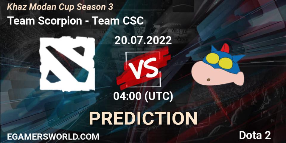 Prognoza Team Scorpion - Team CSC. 20.07.2022 at 04:06, Dota 2, Khaz Modan Cup Season 3