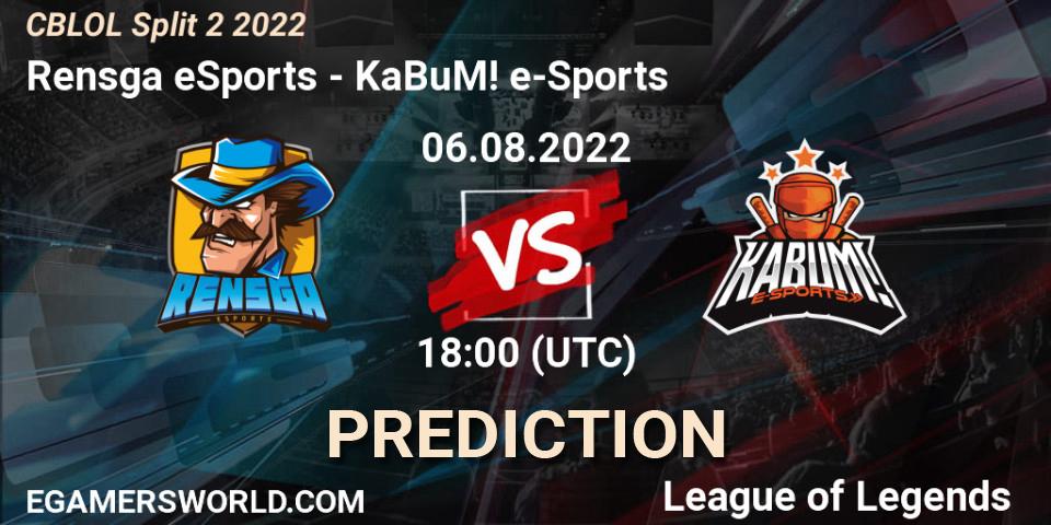 Prognoza Rensga eSports - KaBuM! e-Sports. 06.08.2022 at 18:20, LoL, CBLOL Split 2 2022