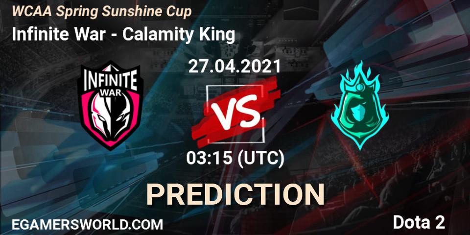 Prognoza Infinite War - Calamity King. 27.04.2021 at 03:16, Dota 2, WCAA Spring Sunshine Cup