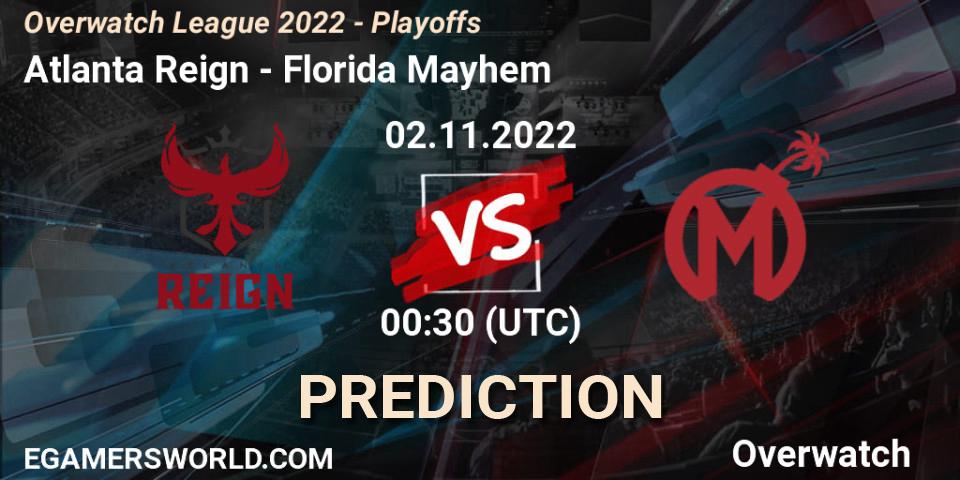 Prognoza Atlanta Reign - Florida Mayhem. 02.11.22, Overwatch, Overwatch League 2022 - Playoffs