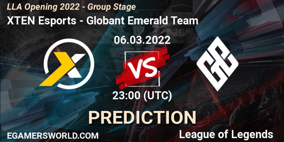 Prognoza XTEN Esports - Globant Emerald Team. 06.03.2022 at 23:00, LoL, LLA Opening 2022 - Group Stage