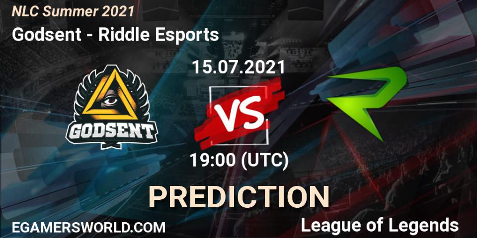 Prognoza Godsent - Riddle Esports. 15.07.2021 at 19:00, LoL, NLC Summer 2021