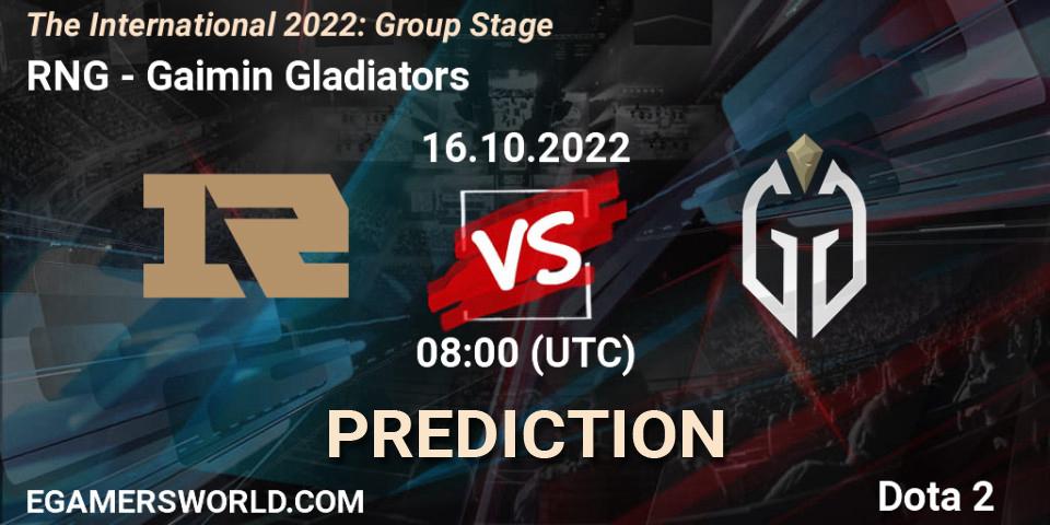 Prognoza RNG - Gaimin Gladiators. 16.10.22, Dota 2, The International 2022: Group Stage