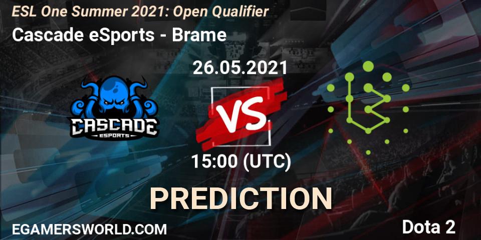 Prognoza Cascade eSports - Brame. 26.05.2021 at 15:12, Dota 2, ESL One Summer 2021: Open Qualifier