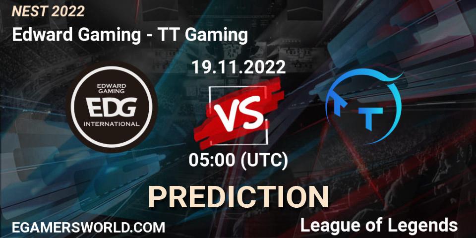 Prognoza Edward Gaming - TT Gaming. 19.11.2022 at 05:25, LoL, NEST 2022