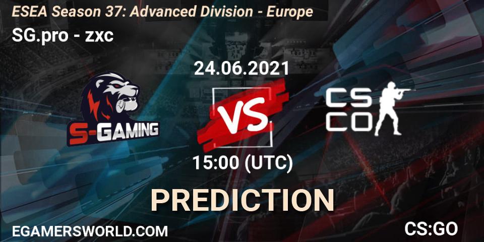 Prognoza SG.pro - zxc. 24.06.2021 at 15:00, Counter-Strike (CS2), ESEA Season 37: Advanced Division - Europe