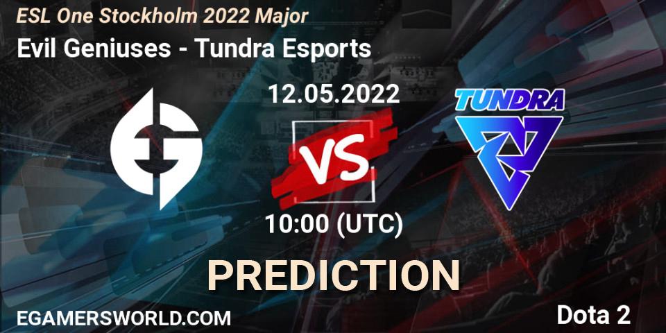 Prognoza Evil Geniuses - Tundra Esports. 12.05.2022 at 10:18, Dota 2, ESL One Stockholm 2022 Major