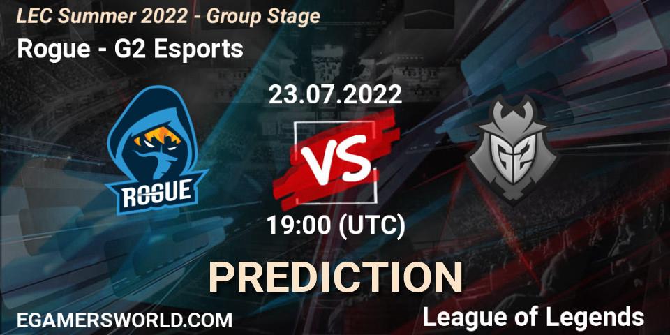 Prognoza Rogue - G2 Esports. 23.07.2022 at 18:00, LoL, LEC Summer 2022 - Group Stage