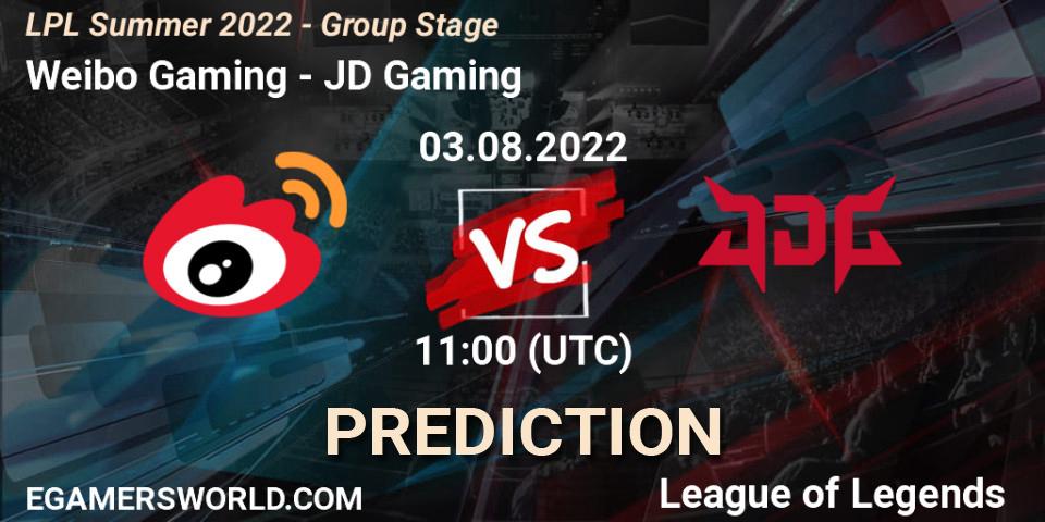 Prognoza Weibo Gaming - JD Gaming. 03.08.2022 at 12:00, LoL, LPL Summer 2022 - Group Stage
