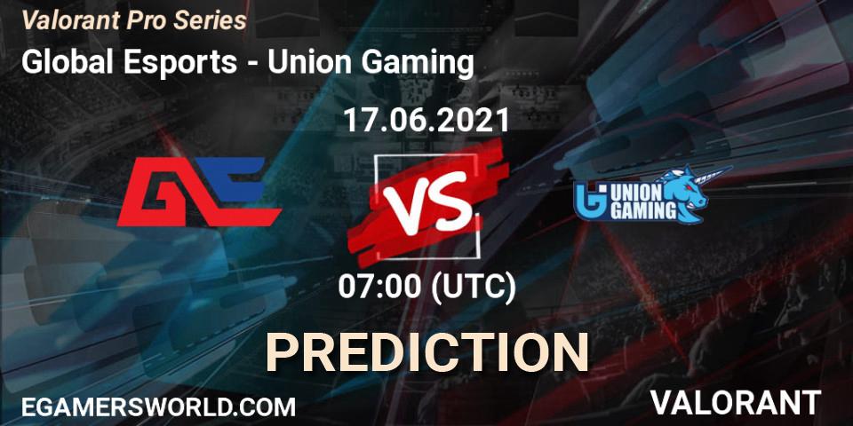 Prognoza Global Esports - Union Gaming. 17.06.2021 at 07:00, VALORANT, Valorant Pro Series