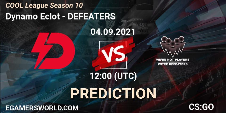 Prognoza Dynamo Eclot - DEFEATERS. 04.09.2021 at 08:00, Counter-Strike (CS2), COOL League Season 10