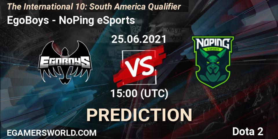 Prognoza EgoBoys - NoPing eSports. 25.06.21, Dota 2, The International 10: South America Qualifier