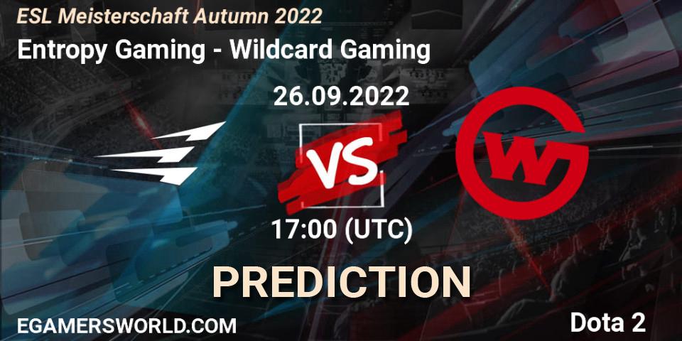 Prognoza Entropy Gaming - Wildcard Gaming. 26.09.2022 at 17:09, Dota 2, ESL Meisterschaft Autumn 2022