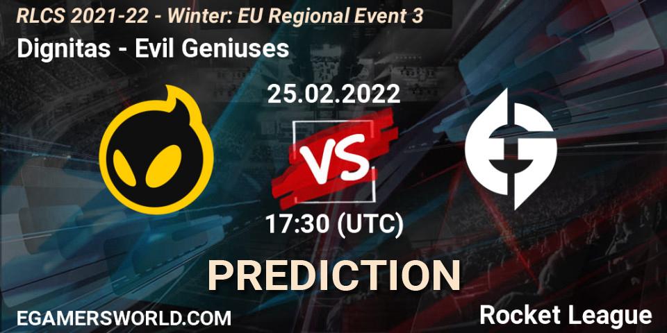 Prognoza Dignitas - Evil Geniuses. 25.02.22, Rocket League, RLCS 2021-22 - Winter: EU Regional Event 3