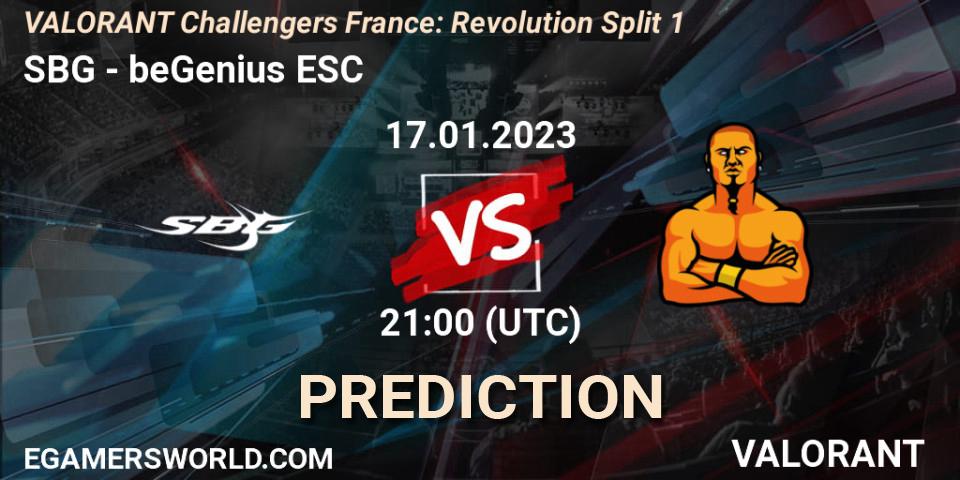 Prognoza SBG - beGenius ESC. 17.01.2023 at 21:30, VALORANT, VALORANT Challengers 2023 France: Revolution Split 1