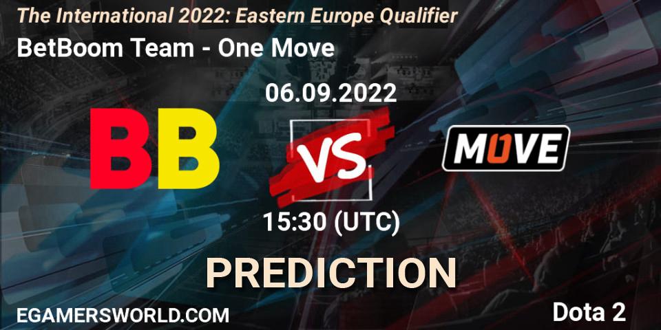 Prognoza BetBoom Team - One Move. 06.09.2022 at 15:31, Dota 2, The International 2022: Eastern Europe Qualifier