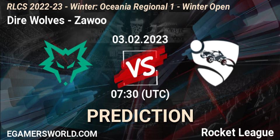 Prognoza Dire Wolves - Zawoo. 03.02.2023 at 07:30, Rocket League, RLCS 2022-23 - Winter: Oceania Regional 1 - Winter Open