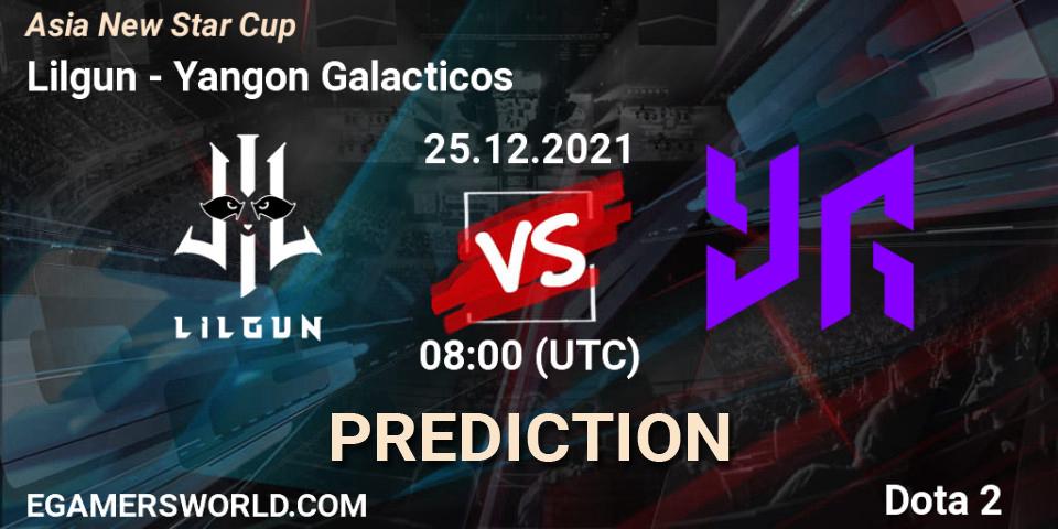 Prognoza Lilgun - Yangon Galacticos. 26.12.2021 at 09:30, Dota 2, Asia New Star Cup