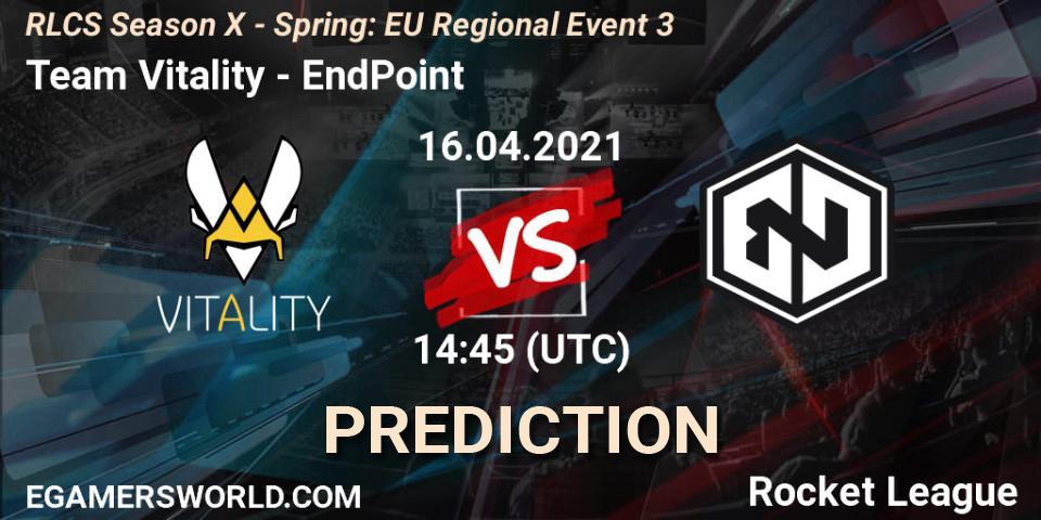 Prognoza Team Vitality - EndPoint. 16.04.2021 at 14:45, Rocket League, RLCS Season X - Spring: EU Regional Event 3