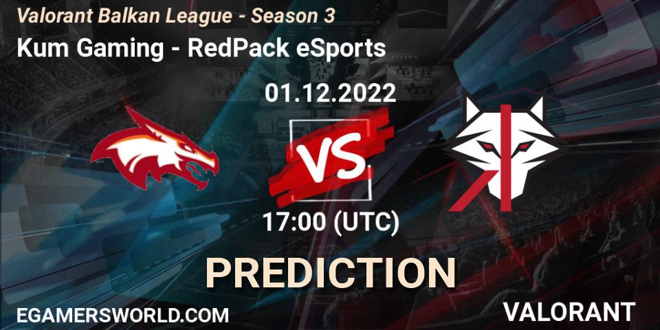 Prognoza Kum Gaming - RedPack eSports. 01.12.22, VALORANT, Valorant Balkan League - Season 3