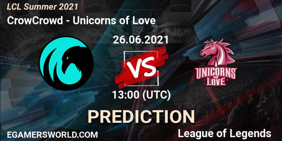 Prognoza CrowCrowd - Unicorns of Love. 26.06.2021 at 13:00, LoL, LCL Summer 2021