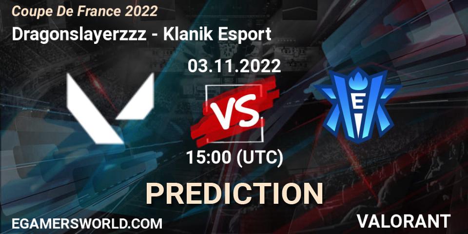 Prognoza Dragonslayerzzz - Klanik Esport. 03.11.2022 at 15:00, VALORANT, Coupe De France 2022