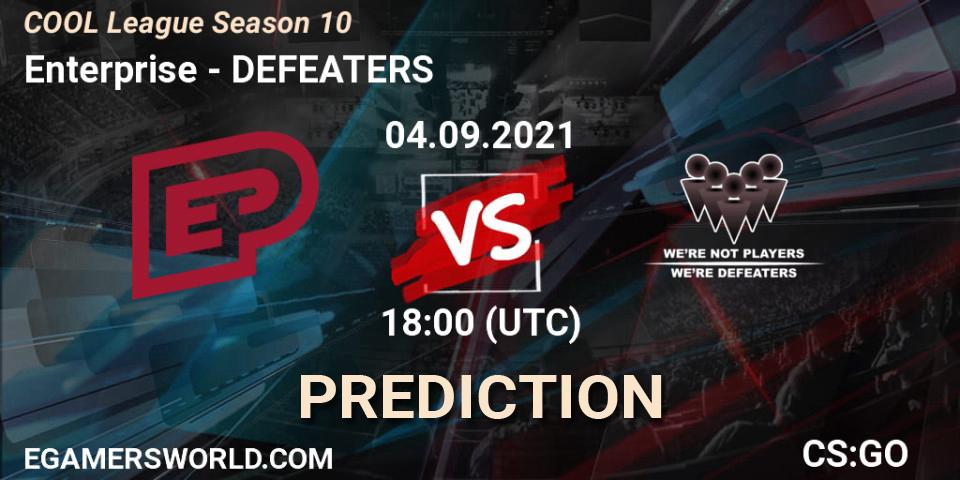 Prognoza Enterprise - DEFEATERS. 04.09.2021 at 14:00, Counter-Strike (CS2), COOL League Season 10