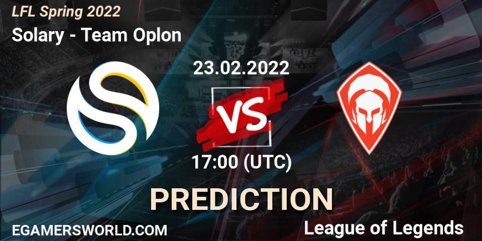 Prognoza Solary - Team Oplon. 23.02.2022 at 17:00, LoL, LFL Spring 2022