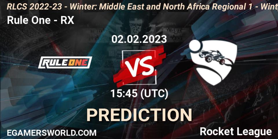 Prognoza Rule One - RX. 02.02.2023 at 15:45, Rocket League, RLCS 2022-23 - Winter: Middle East and North Africa Regional 1 - Winter Open