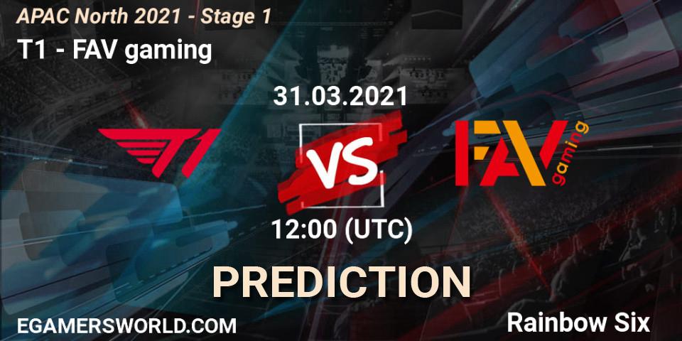 Prognoza T1 - FAV gaming. 31.03.2021 at 12:00, Rainbow Six, APAC North 2021 - Stage 1