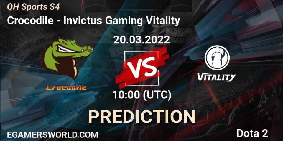 Prognoza Crocodile - Invictus Gaming Vitality. 20.03.2022 at 08:28, Dota 2, QH Sports S4