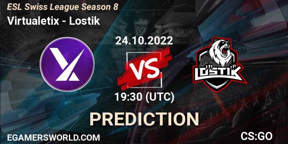 Prognoza Virtualetix - Lostik. 24.10.2022 at 19:30, Counter-Strike (CS2), ESL Swiss League Season 8
