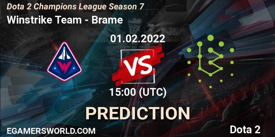 Prognoza Winstrike Team - Brame. 01.02.2022 at 15:29, Dota 2, Dota 2 Champions League 2022 Season 7