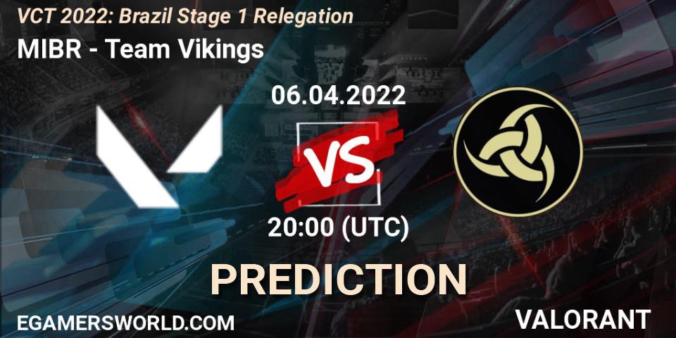 Prognoza MIBR - Team Vikings. 06.04.2022 at 20:00, VALORANT, VCT 2022: Brazil Stage 1 Relegation
