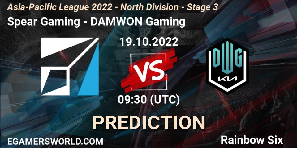 Prognoza Spear Gaming - DAMWON Gaming. 19.10.2022 at 09:30, Rainbow Six, Asia-Pacific League 2022 - North Division - Stage 3