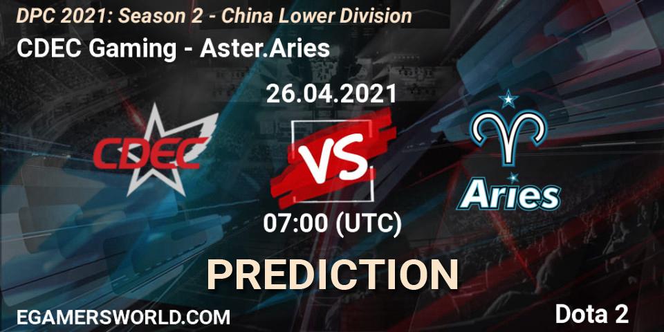 Prognoza CDEC Gaming - Aster.Aries. 26.04.2021 at 06:56, Dota 2, DPC 2021: Season 2 - China Lower Division