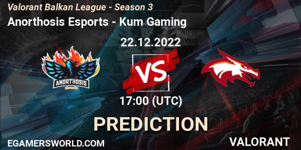 Prognoza Anorthosis Esports - Kum Gaming. 22.12.2022 at 17:00, VALORANT, Valorant Balkan League - Season 3