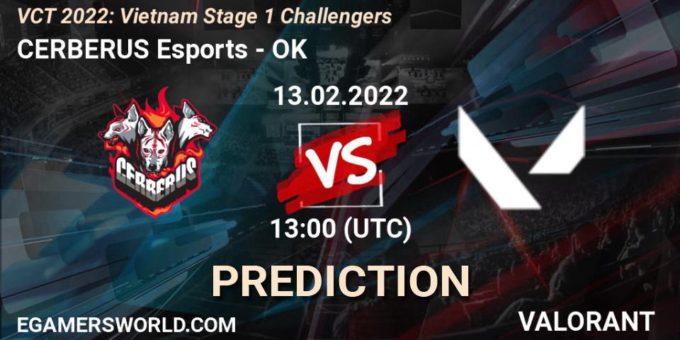Prognoza CERBERUS Esports - OK. 13.02.2022 at 13:00, VALORANT, VCT 2022: Vietnam Stage 1 Challengers