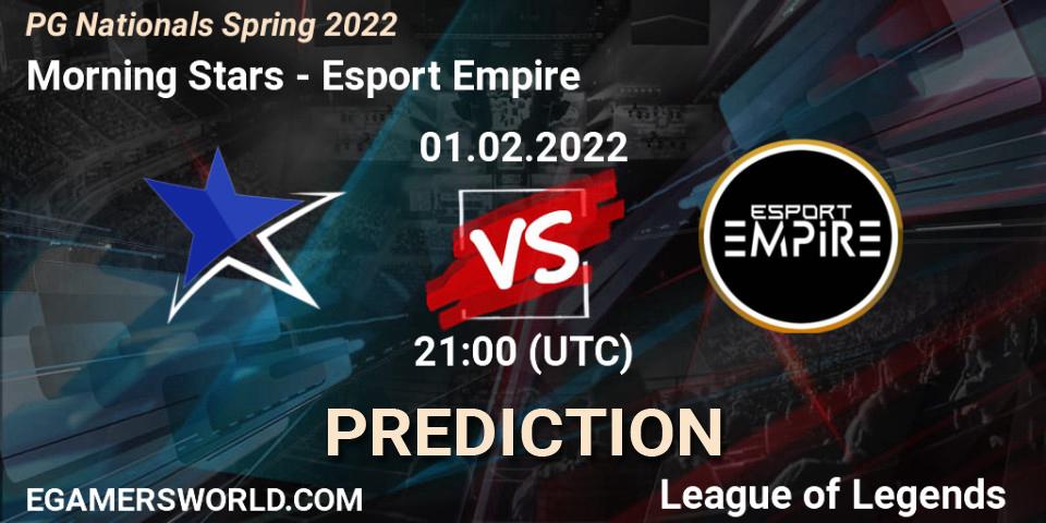 Prognoza Morning Stars - Esport Empire. 01.02.2022 at 21:00, LoL, PG Nationals Spring 2022