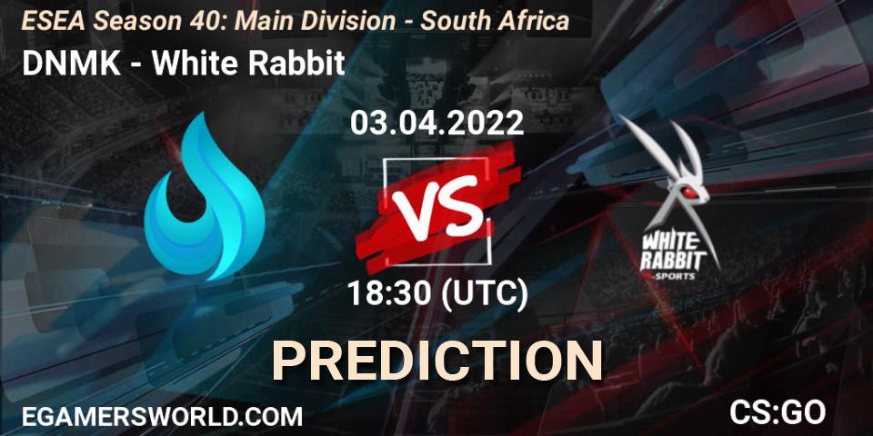 Prognoza DNMK - White Rabbit. 04.04.2022 at 18:00, Counter-Strike (CS2), ESEA Season 40: Main Division - South Africa