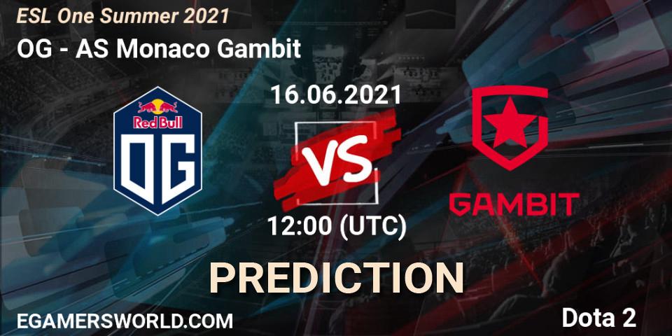 Prognoza OG - AS Monaco Gambit. 16.06.2021 at 12:06, Dota 2, ESL One Summer 2021