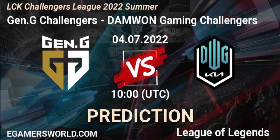 Prognoza Gen.G Challengers - DAMWON Gaming Challengers. 04.07.2022 at 10:00, LoL, LCK Challengers League 2022 Summer